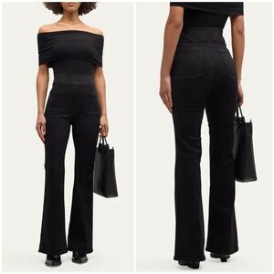 NWT Frame The Bardot Jetset Flare Pant in Sheen Noir Size 1 (25,26,27,28,29)